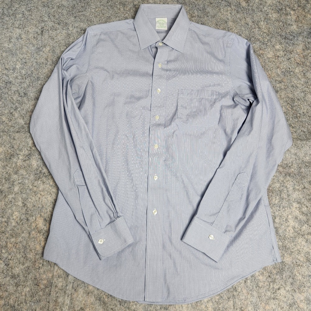 Brooks Brothers Milano Fit Dress Shirt Men 16-36 Blue Long Sleeve Button Up Prep